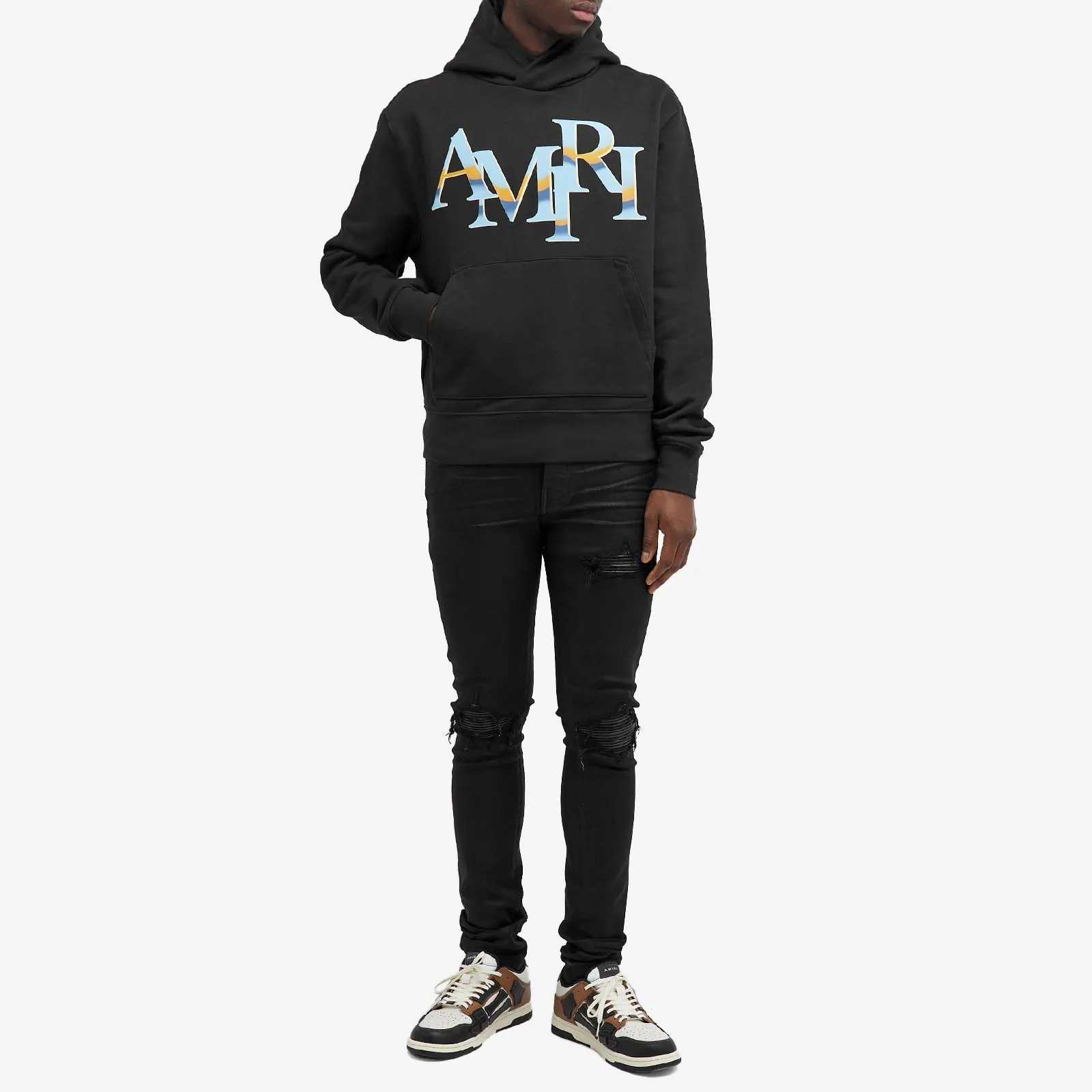 Amiri Chrome Staggered Logo Hoodie, black