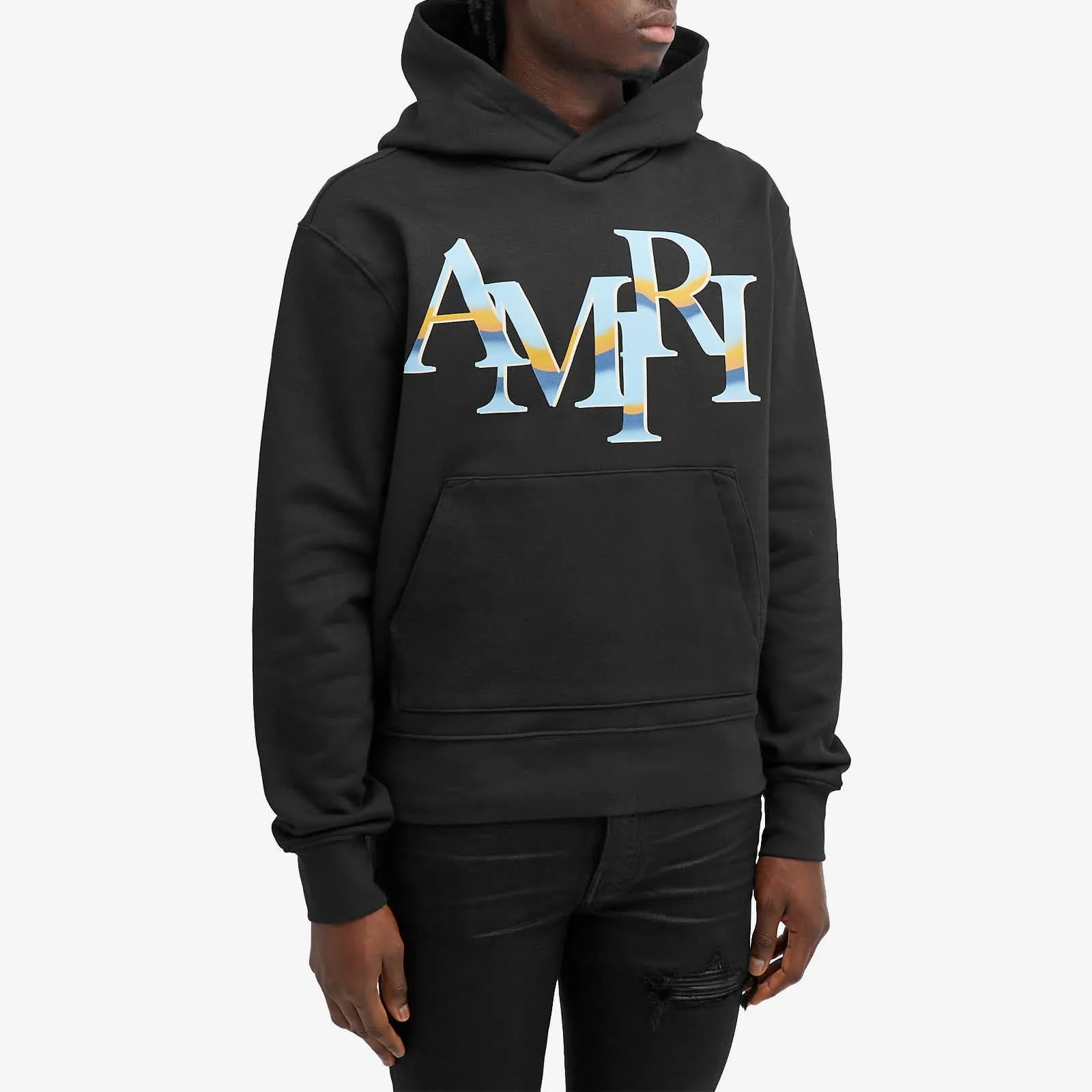 Amiri Chrome Staggered Logo Hoodie, black