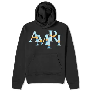 Amiri Chrome Staggered Logo Hoodie, black