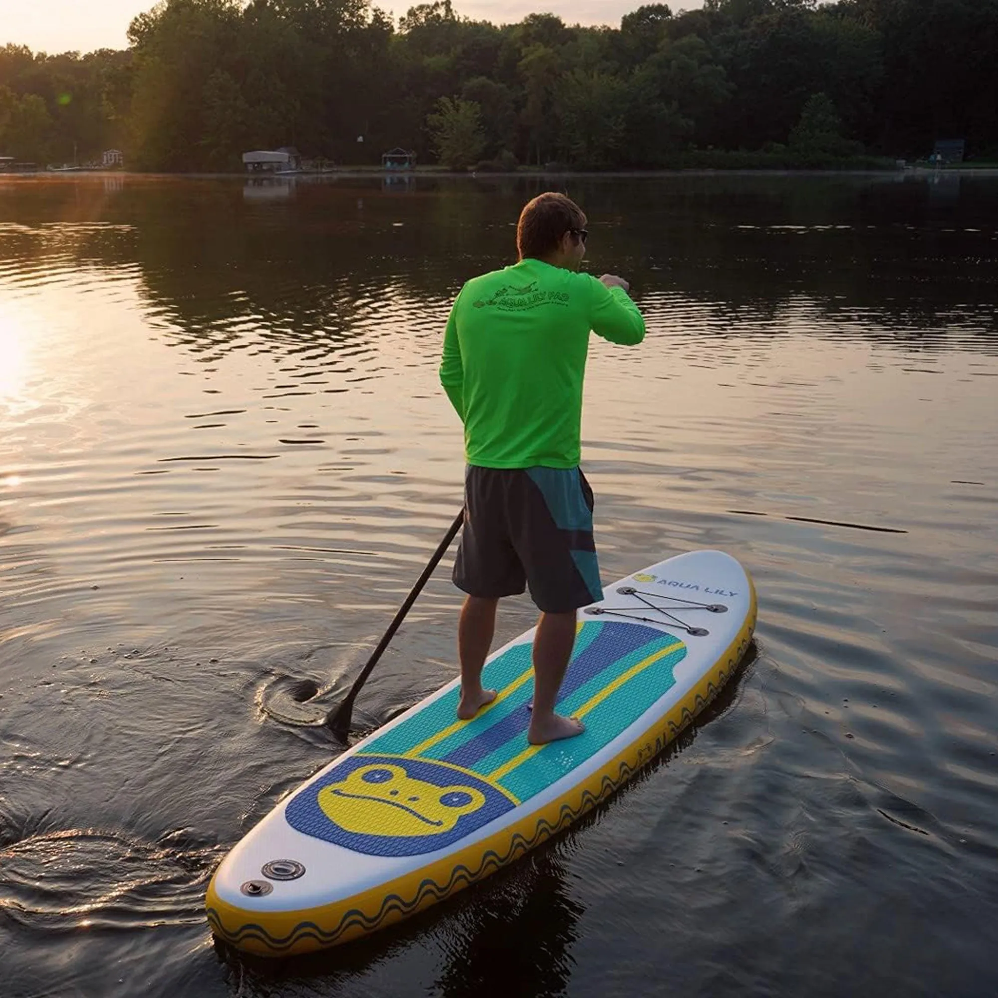 Aqua Lily Pad Premium Inflatable Stand Up Paddle Board w/Accessories & Carry Bag