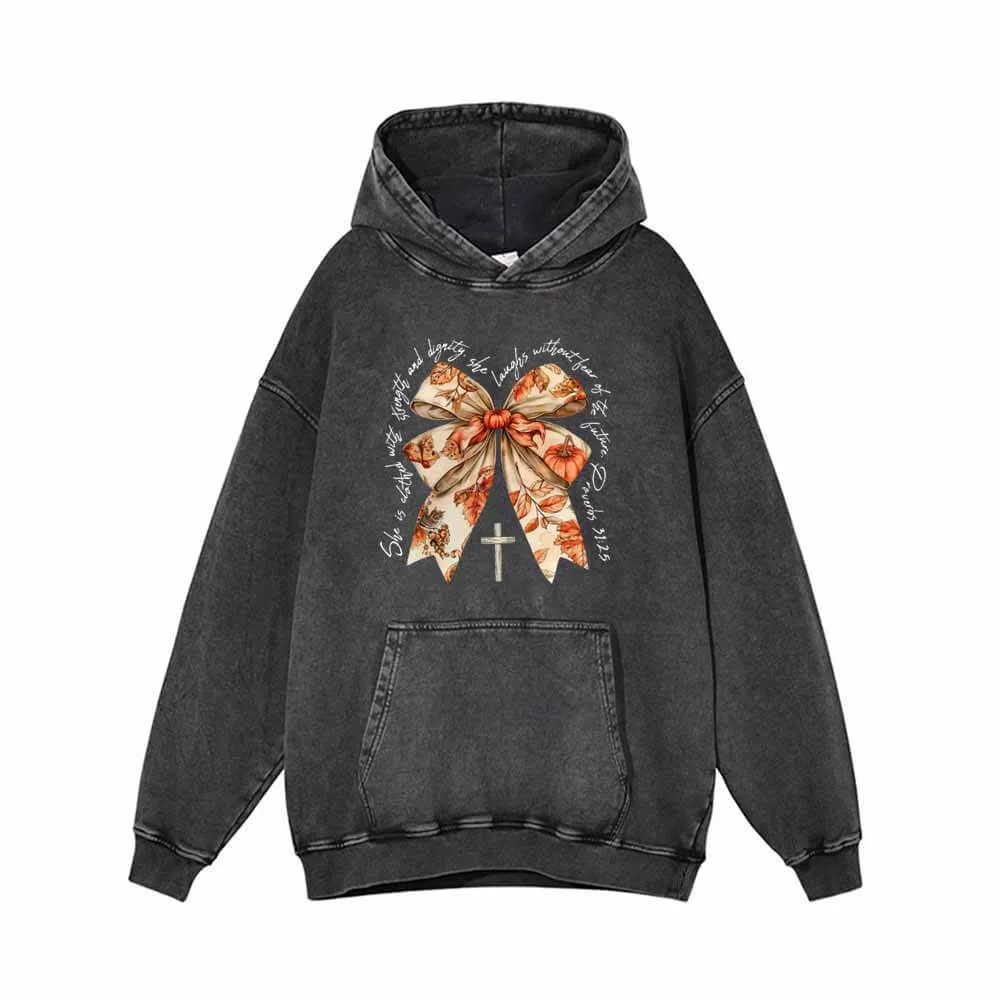 Autumn Pumpkin Cross Bow Vintage Washed Hoodie