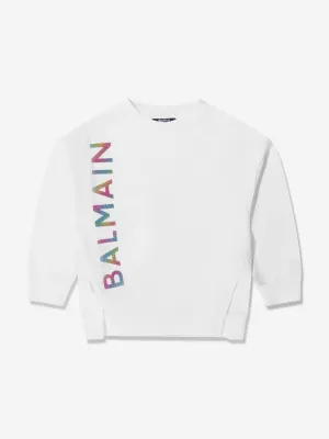 Balmain Girls Logo Sweatshirt in White