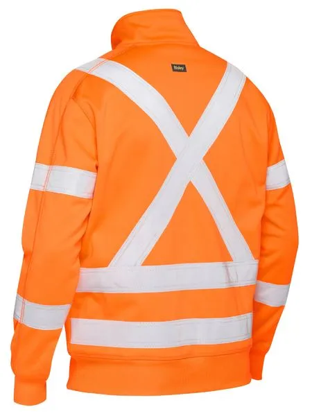 Bisley Hi Vis Rail Orange 1/4 Zip Pullover c/w X Pattern Back BK6814XT