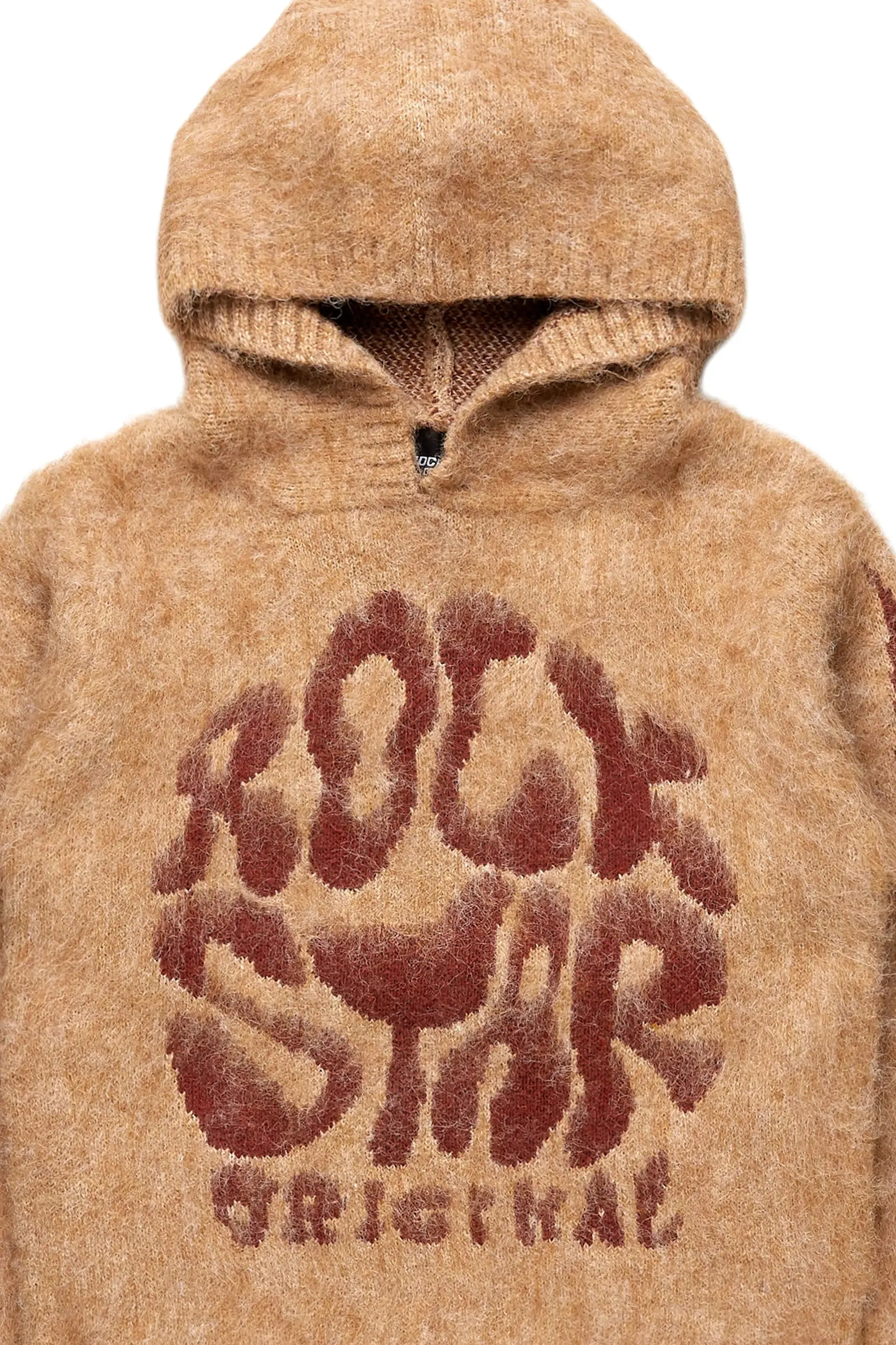 Boys Hakon Brown Graphic Knitted Mohair Hoodies