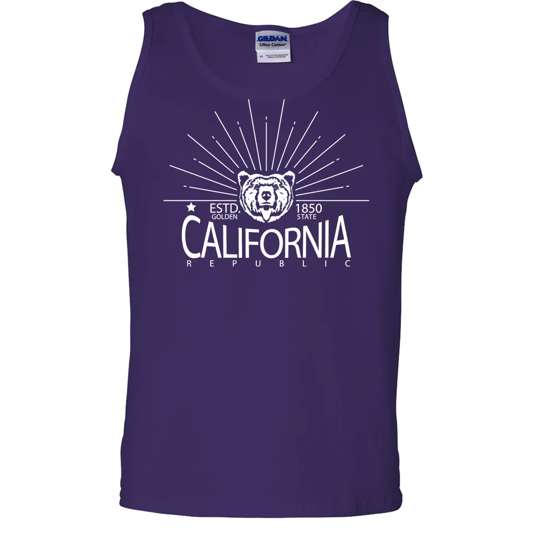 California Golden State White Print Asst Colors Tank Top