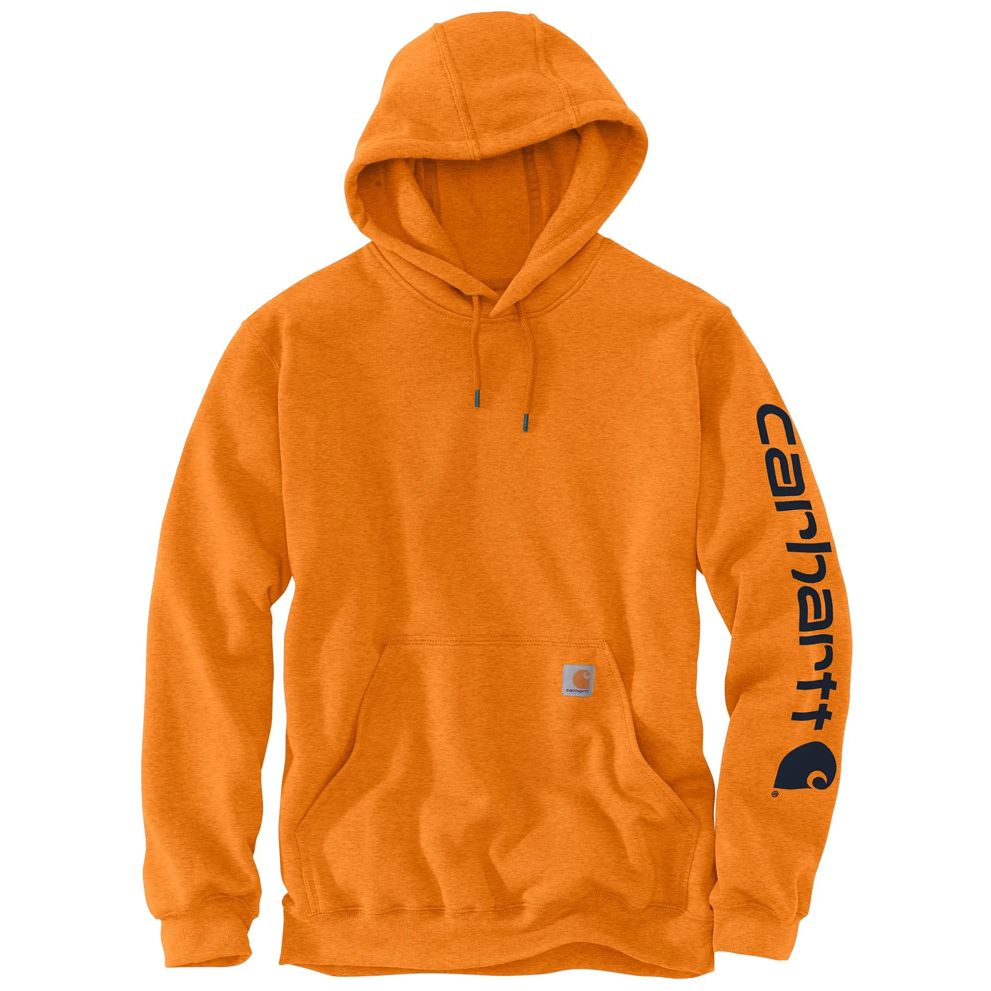 Carhartt Men's Signature Logo Hooded Pullover Sweatshirt_Marmalade Heather