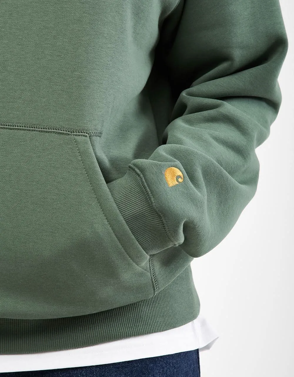 Carhartt WIP Hooded Chase Sweatshirt - Duck Green/Gold