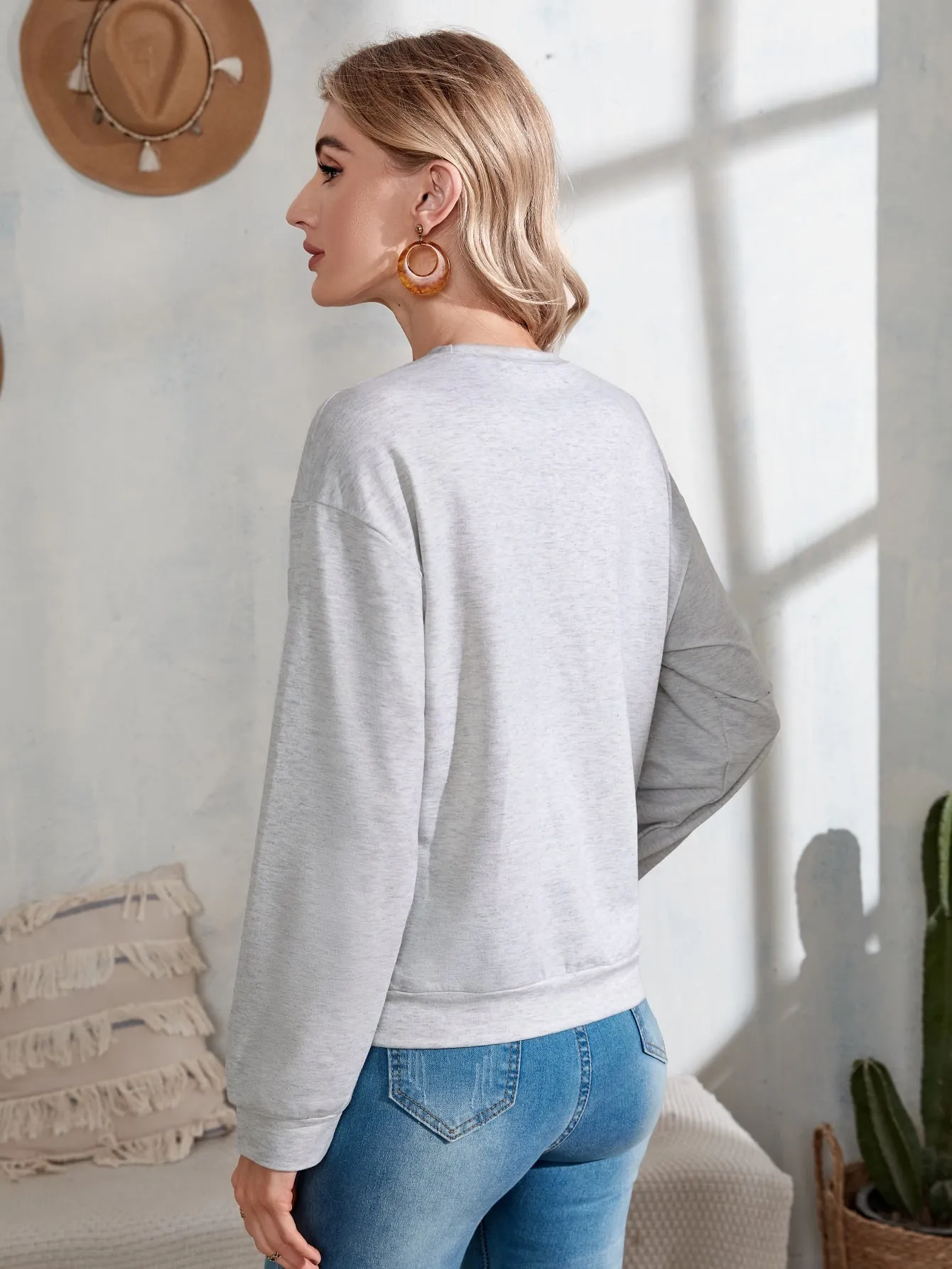 Casual Floral Long Sleeve Round Neck Regular Women Sweatshirt