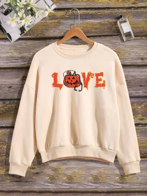 Casual Halloween Long Sleeve Round Neck Regular Women Sweatshirt