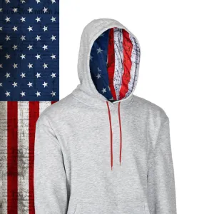 Classic Lined Hoodie | American Flag | Light Heather Grey PreOrder