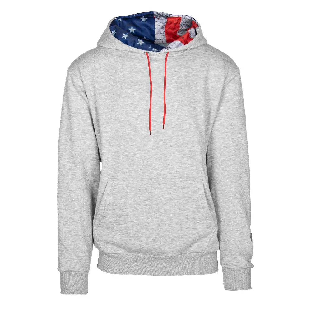 Classic Lined Hoodie | American Flag | Light Heather Grey PreOrder