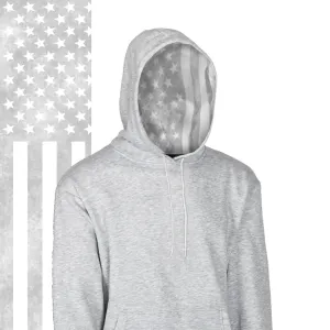 Classic Lined Hoodie | Ghost American Flag | Light Heather Grey PreOrder