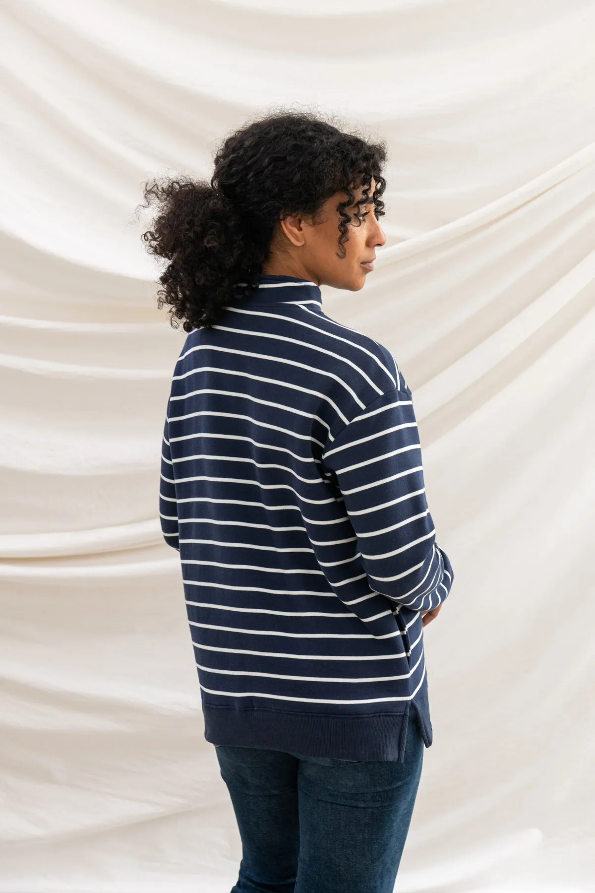 Coral Jersey - Navy Stripe