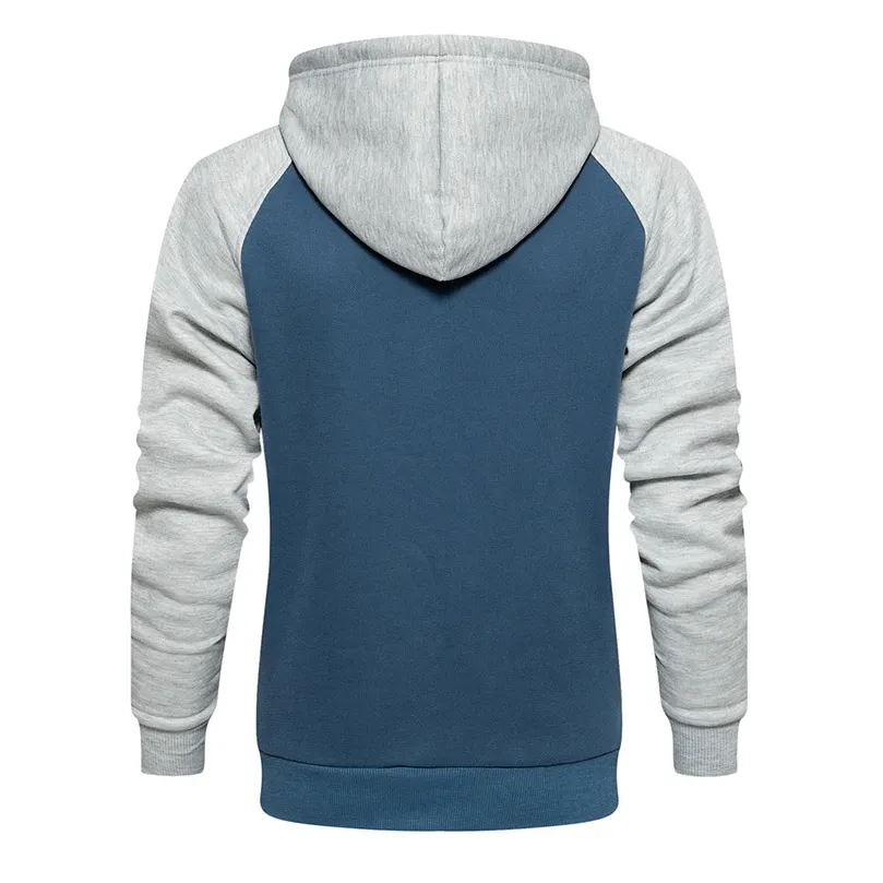 Fashion Patchwork Fleece Hoodies with Pockets / Alternative Style Male Hoodies