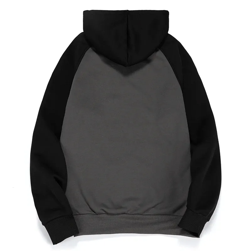 Fashion Patchwork Fleece Hoodies with Pockets / Alternative Style Male Hoodies