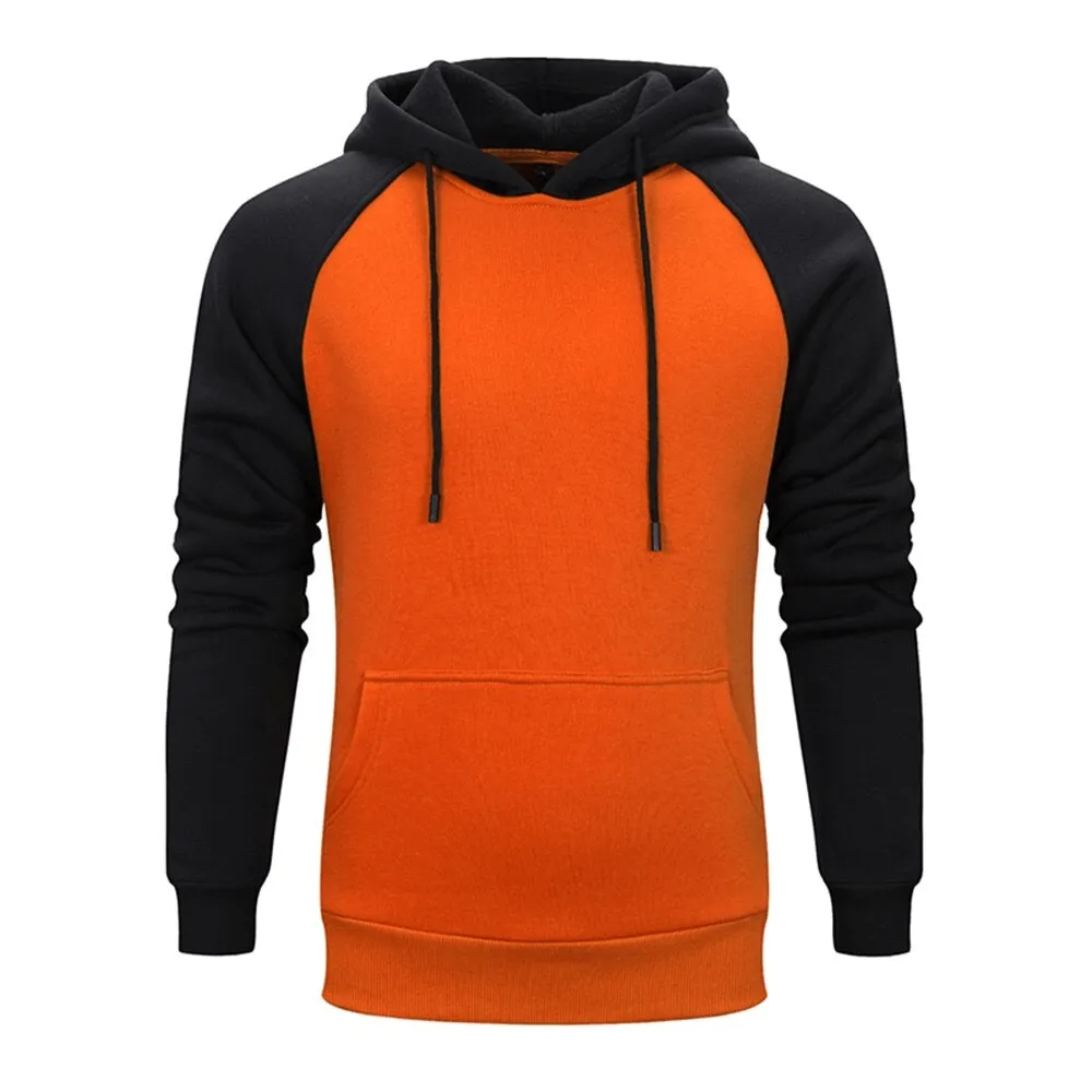 Fashion Patchwork Fleece Hoodies with Pockets / Alternative Style Male Hoodies