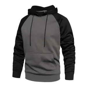 Fashion Patchwork Fleece Hoodies with Pockets / Alternative Style Male Hoodies