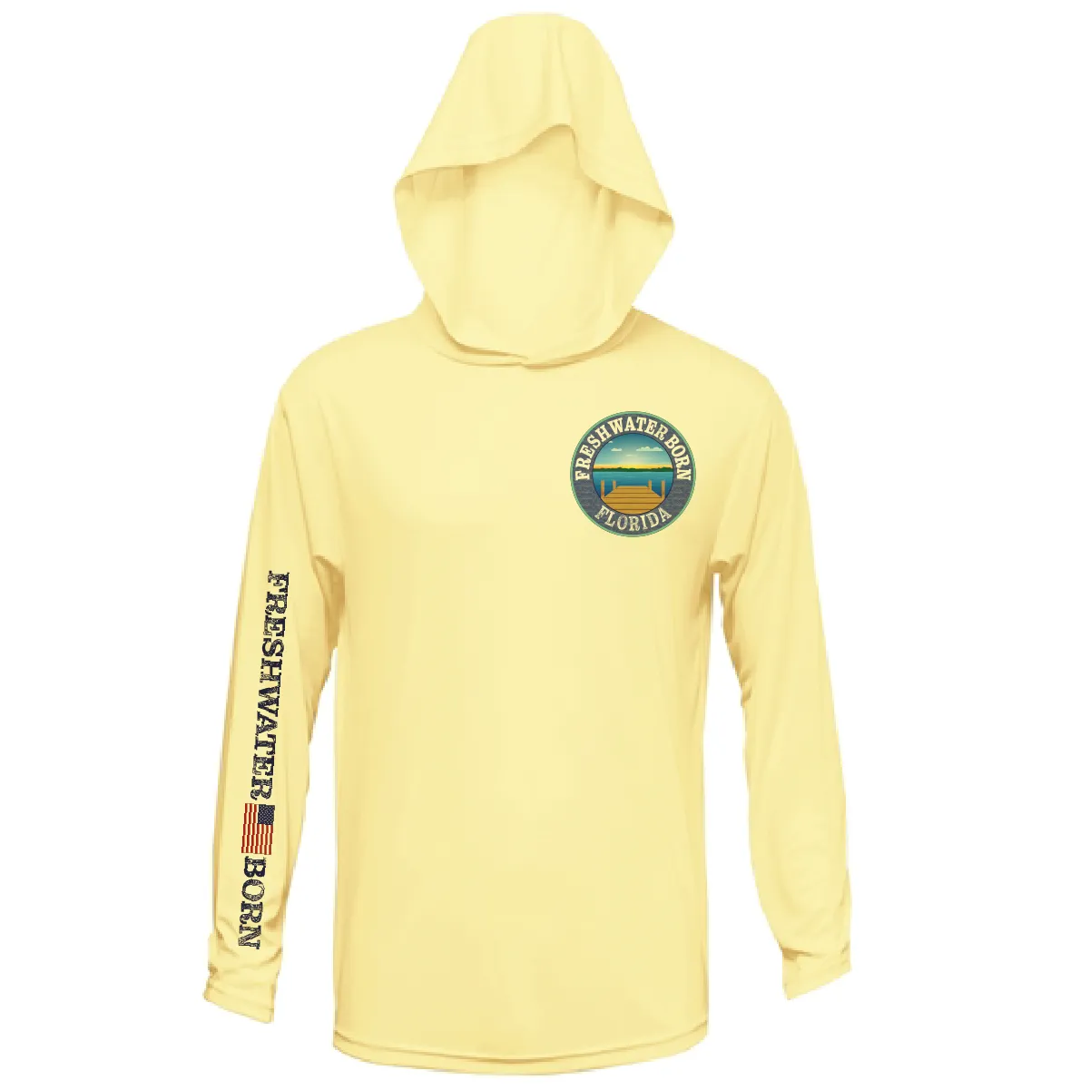 Florida Freshwater Born "All For Rum and Rum For All" Men's Long Sleeve UPF 50  Dry-Fit Hoodie