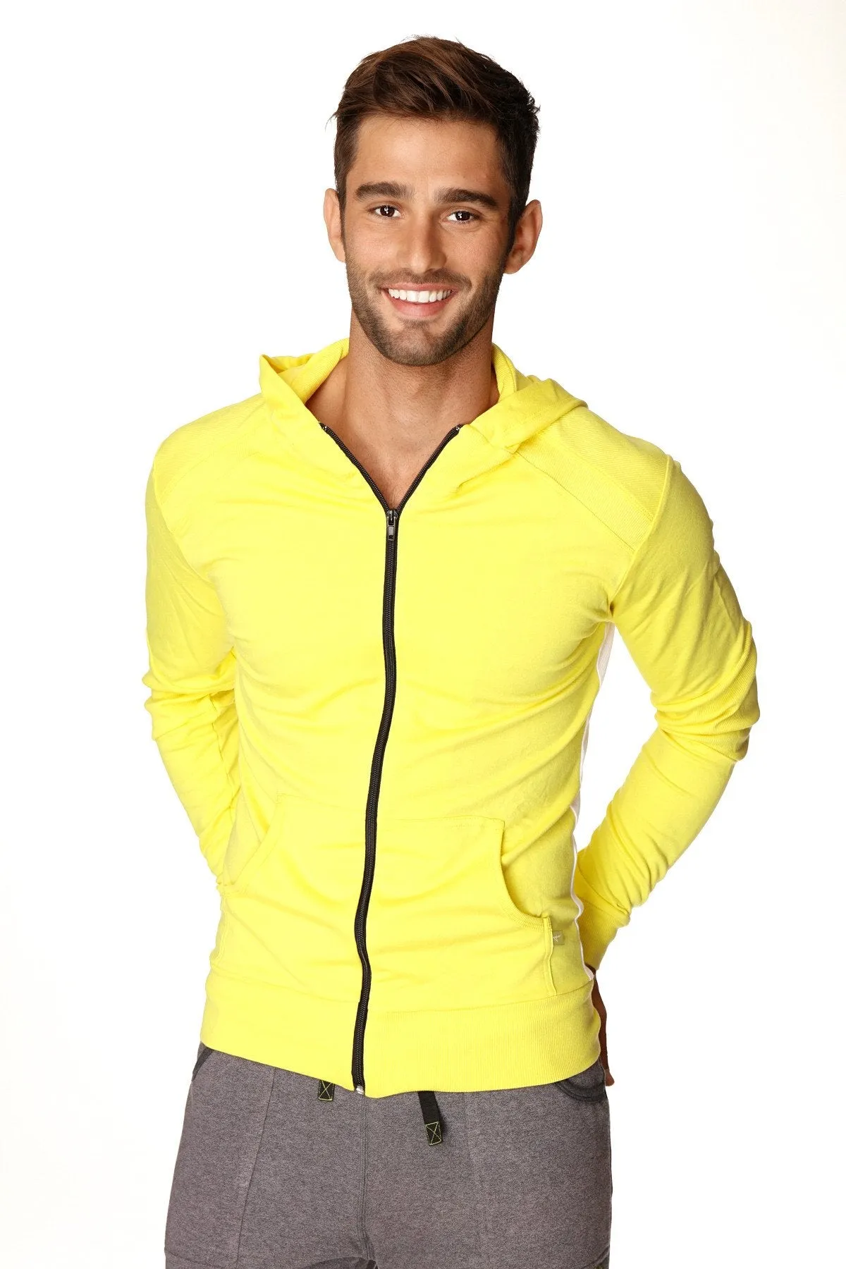 Form-fit Crossover Yoga Track Performance Hoodie (Tropic Yellow w/White)