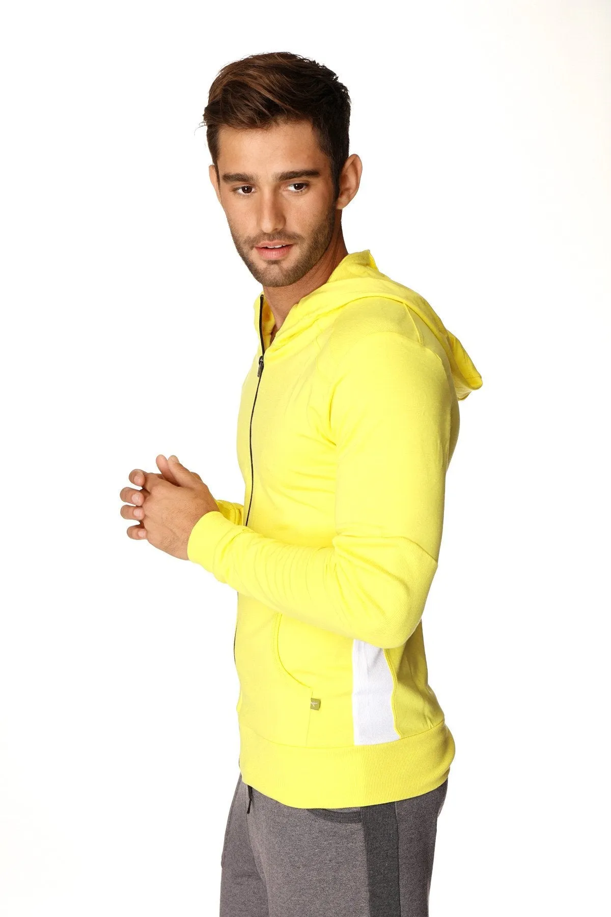 Form-fit Crossover Yoga Track Performance Hoodie (Tropic Yellow w/White)