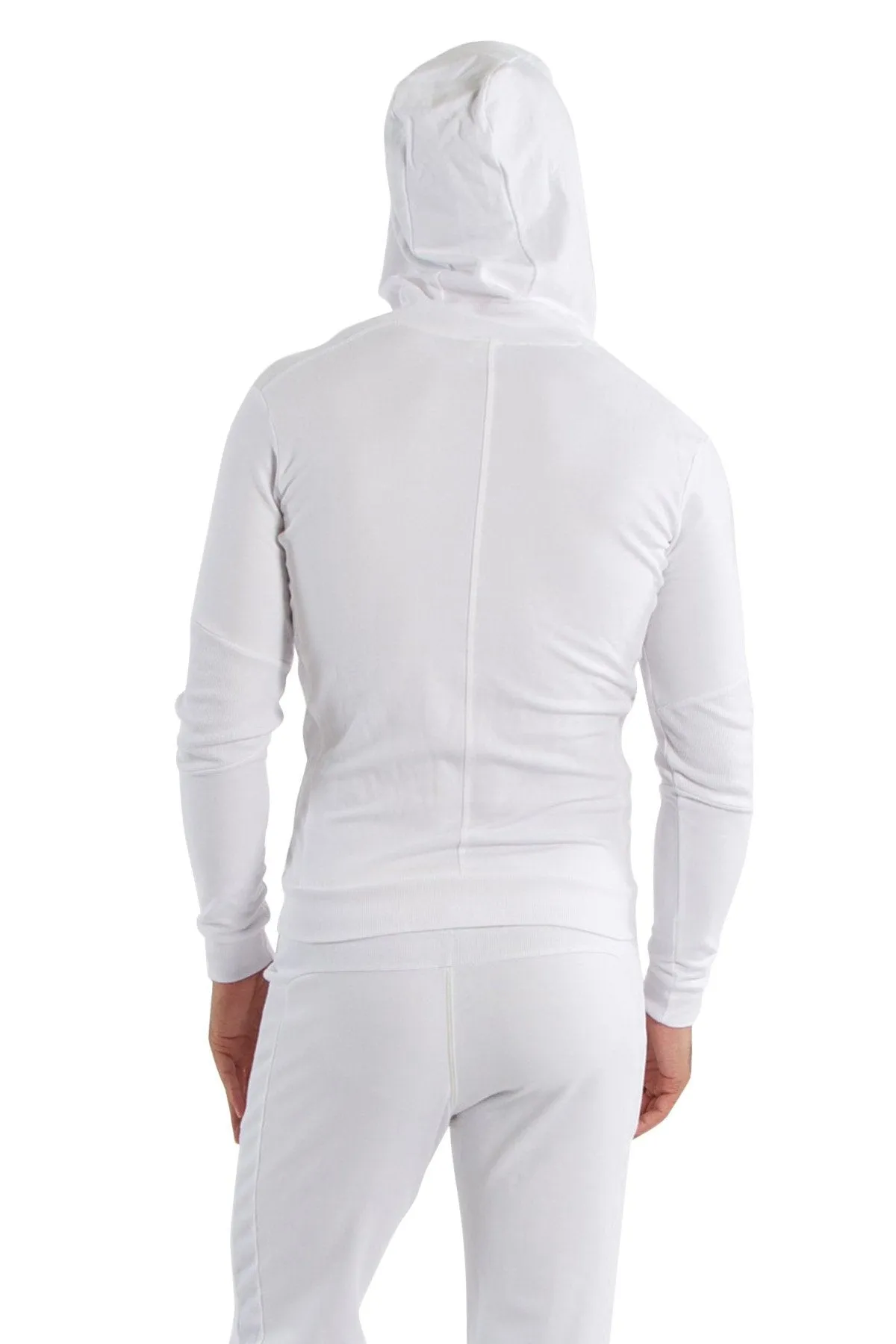 Form-fit Crossover Yoga Track PerformanceHoodie (White w/Green Zipper)