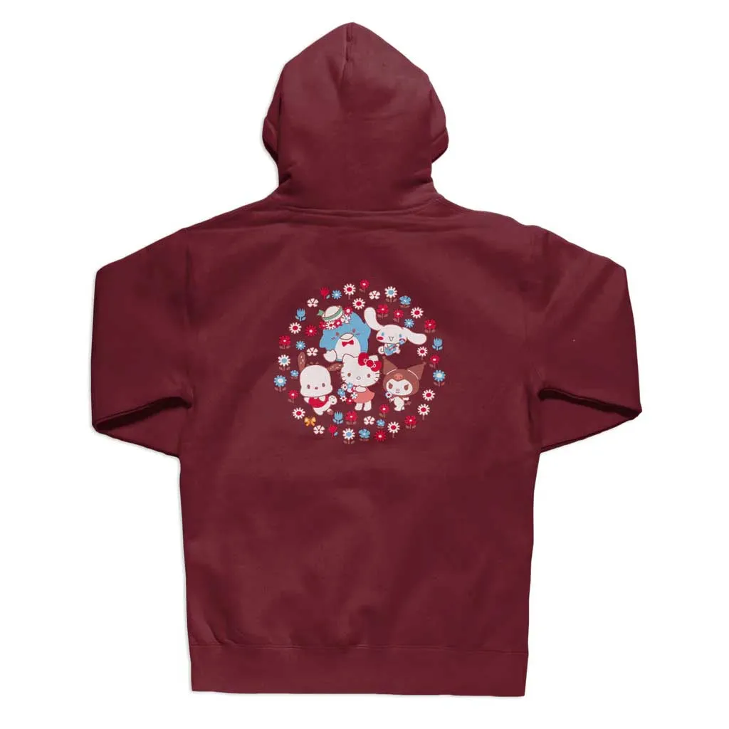 Girl x Sanrio Friends Pullover Hoodie - Burgundy