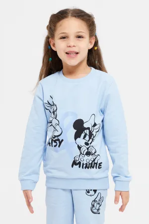 Girls Blue Minnie And Daisy Sweatshirt