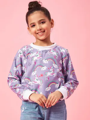 Girls Conversational Printed Pullover Sweatshirt