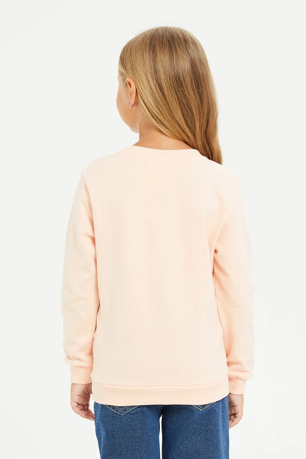 Girls Coral Printed Sweatshirt