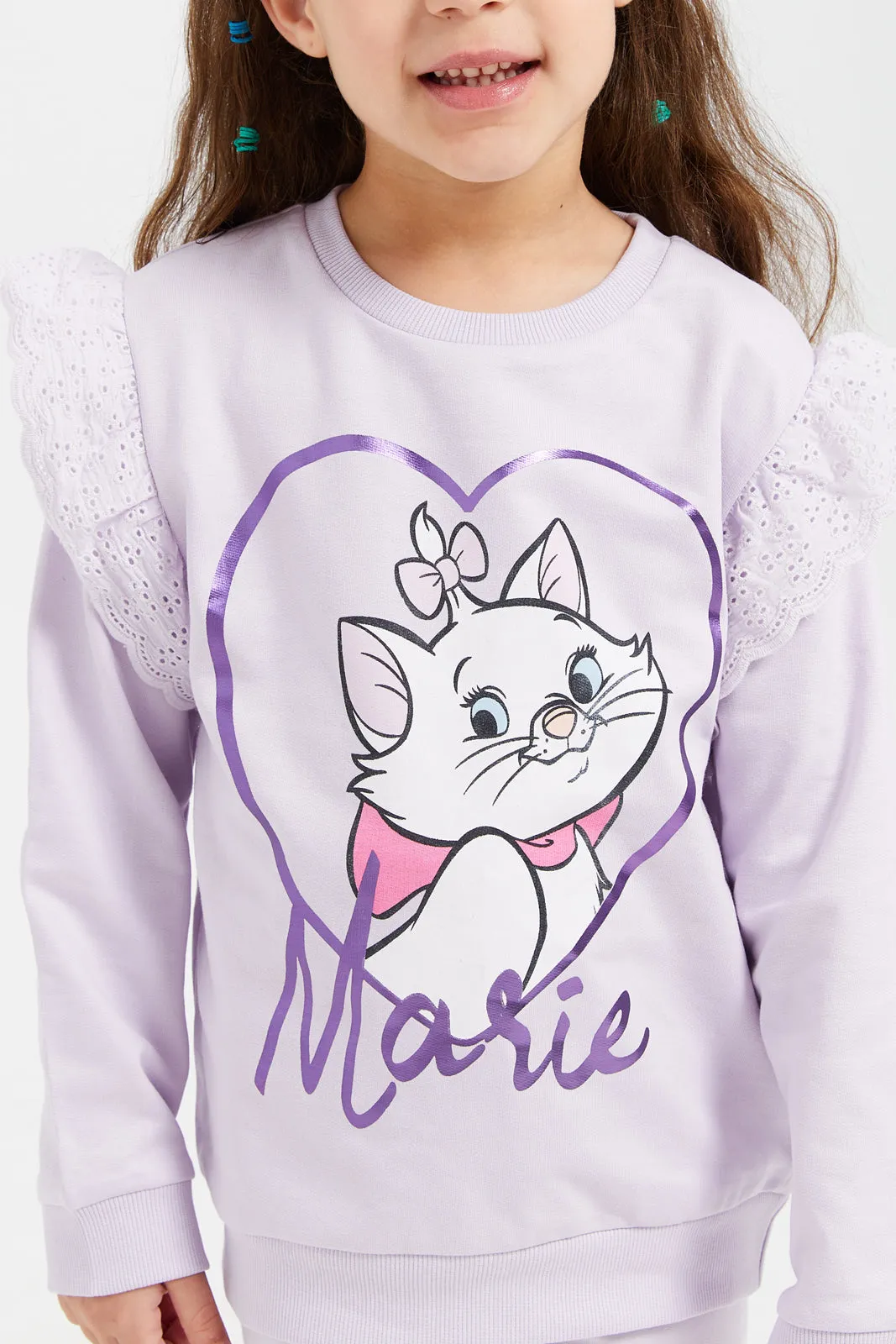 Girls Lilac Marie Cat Sweatshirt