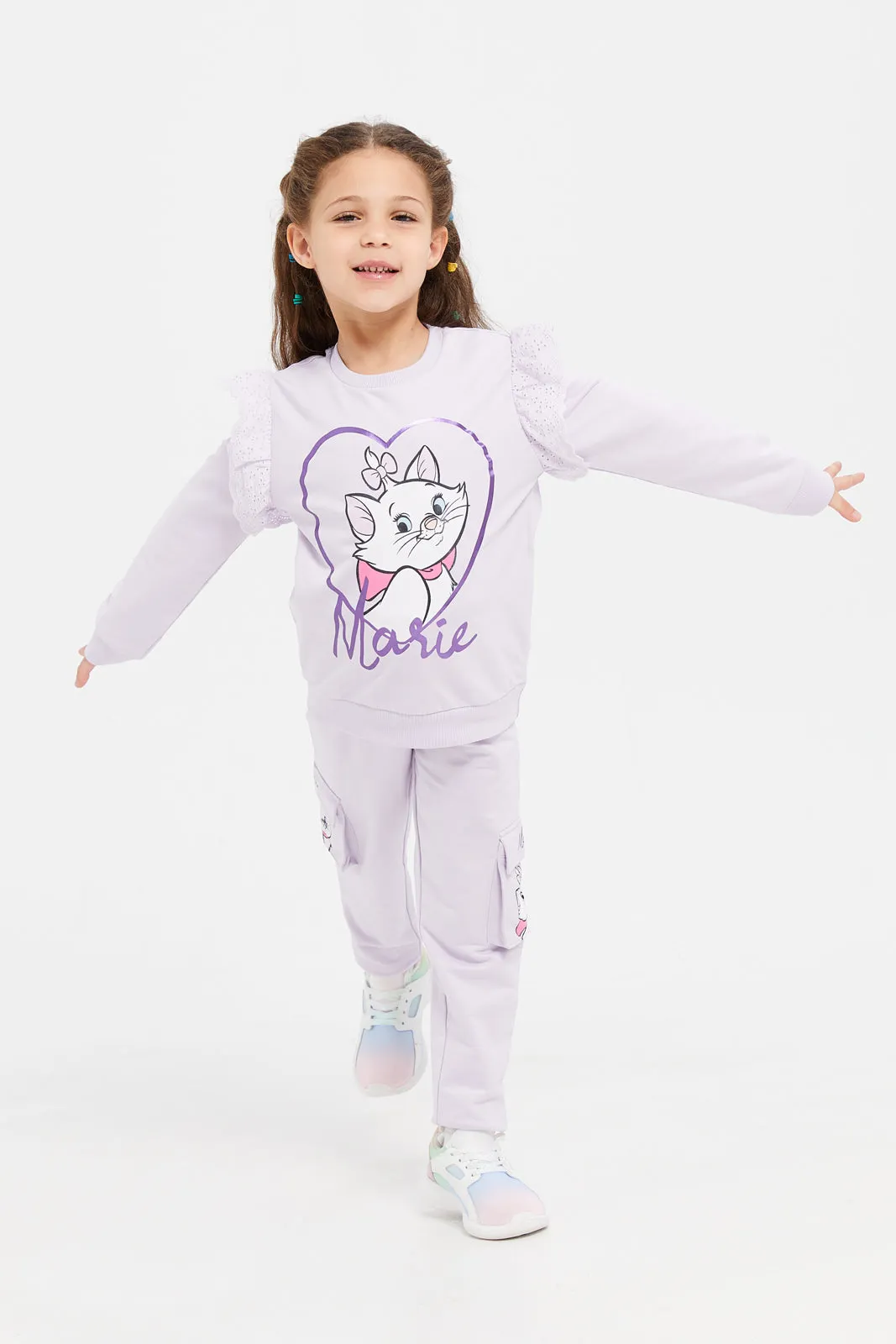 Girls Lilac Marie Cat Sweatshirt