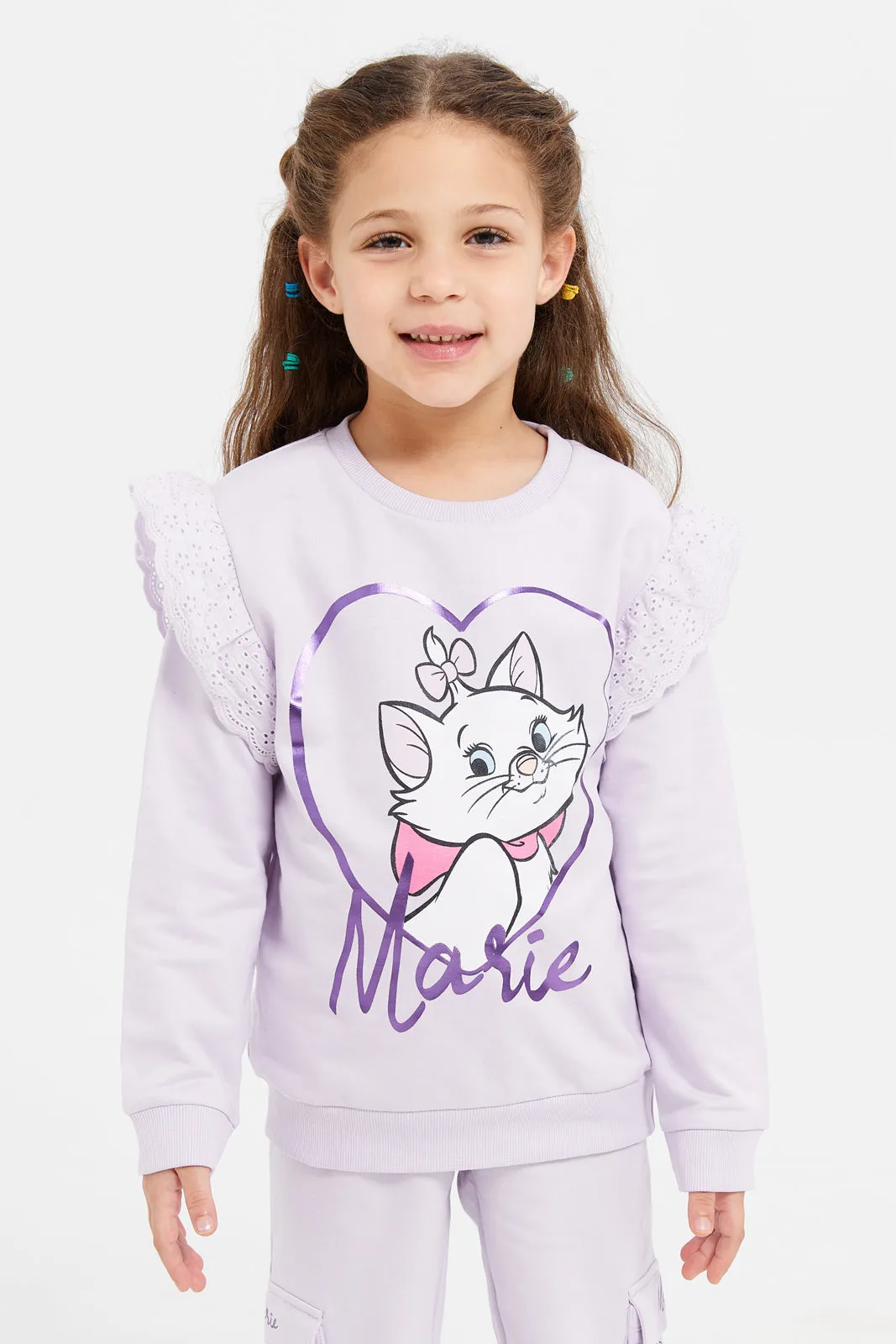 Girls Lilac Marie Cat Sweatshirt