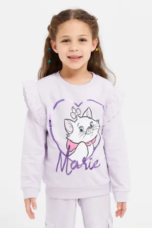 Girls Lilac Marie Cat Sweatshirt