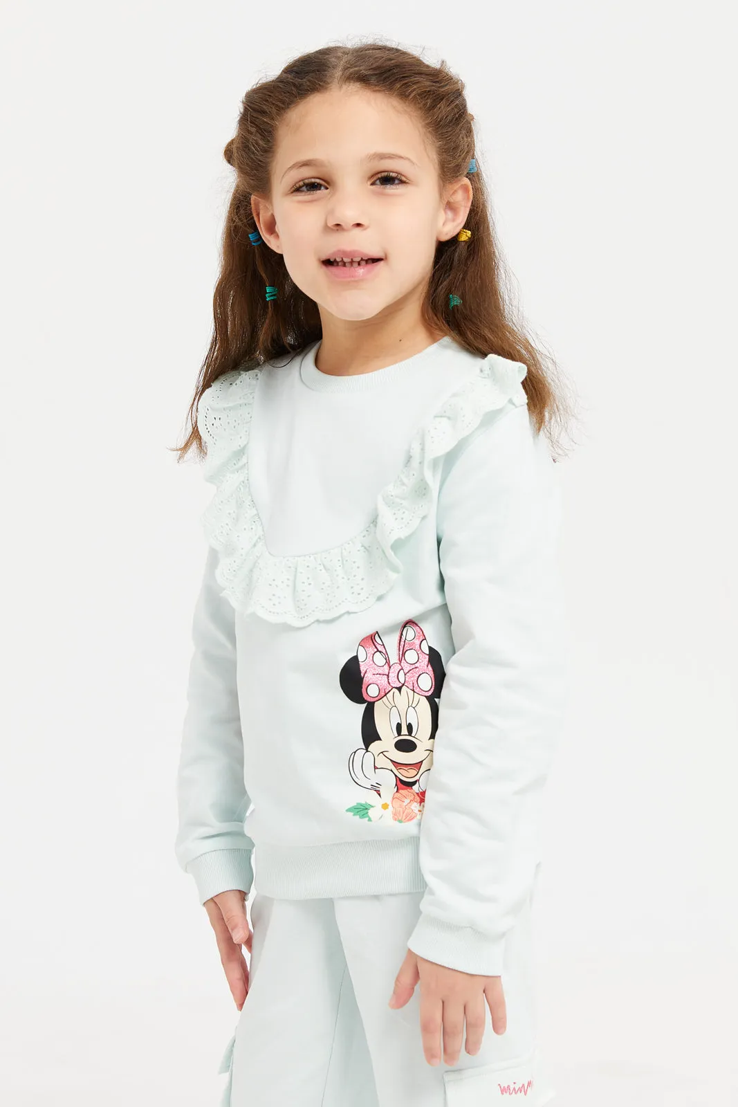 Girls Mint Minnie Mouse Sweatshirt