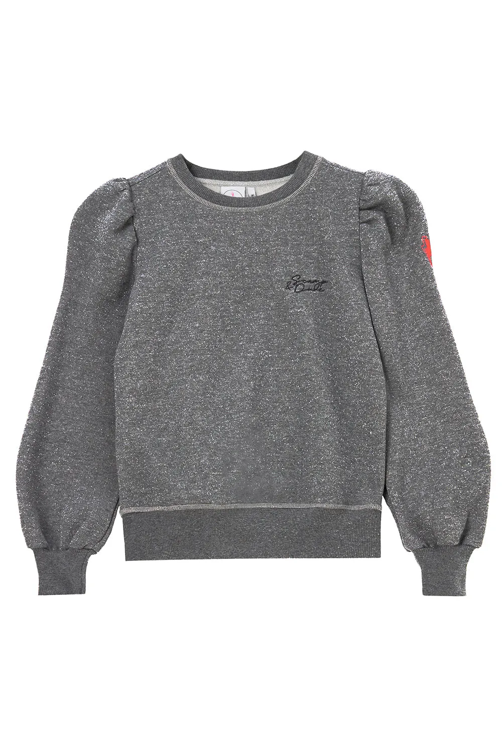 Grey Lurex Puff Sleeve Sweatshirt