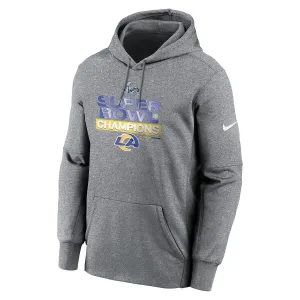 Heather Charcoal Men's Pullover Hoodie Los Angeles Rams 2021 Super Bowl Champions Nike Locker Room and Trophy Collection