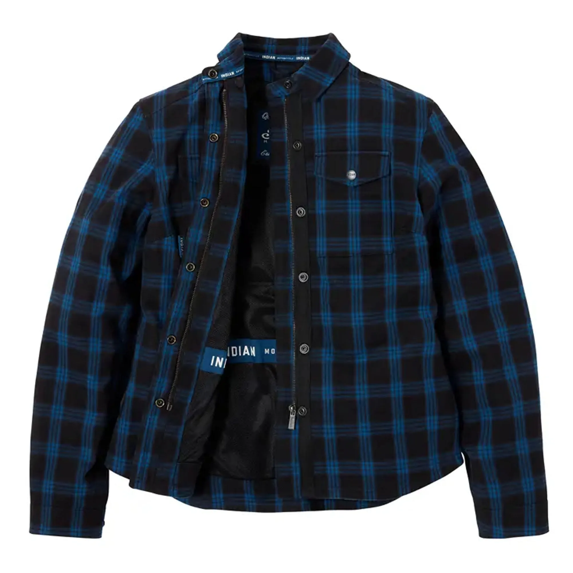 Indian Motorcycle Womens Canyon Plaid Overshirt Blue