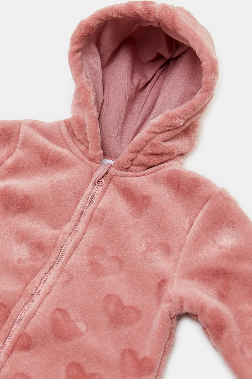 Infant Girls Pink Hooded Sweatshirt