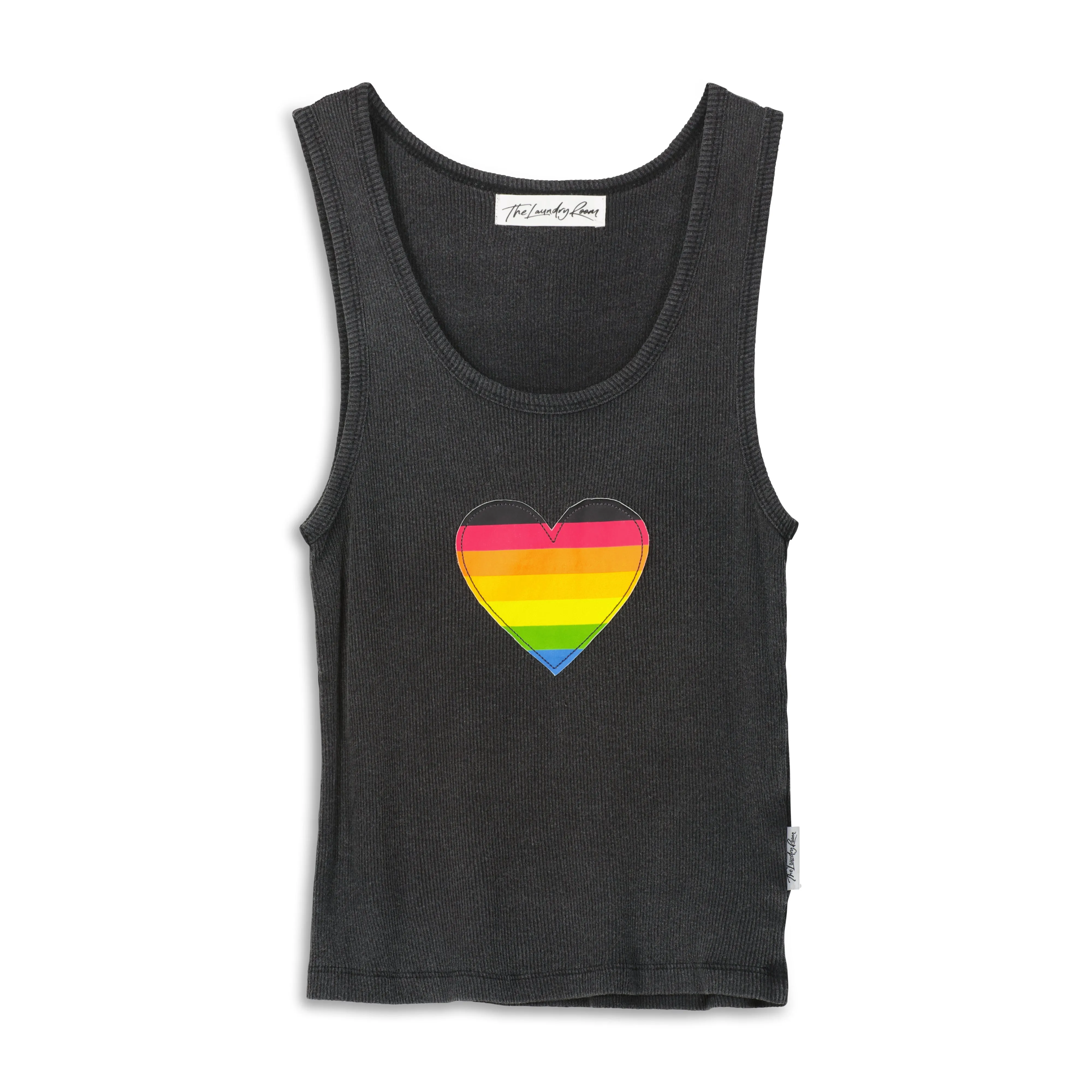 Infinite Love Rainbow - Rib Tank - Black Snow