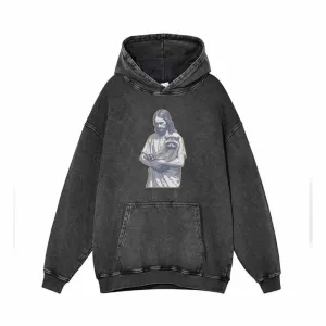 Jesus Hold Raccoon Vintage Washed Hoodie