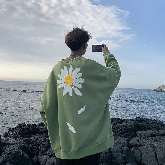 [Korean Style] Flower Fleece Oversized Sweatshirts