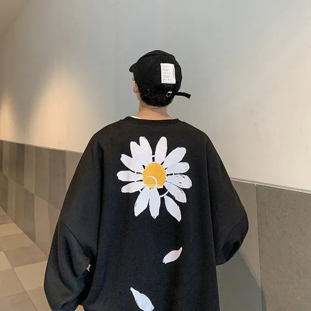 [Korean Style] Flower Fleece Oversized Sweatshirts