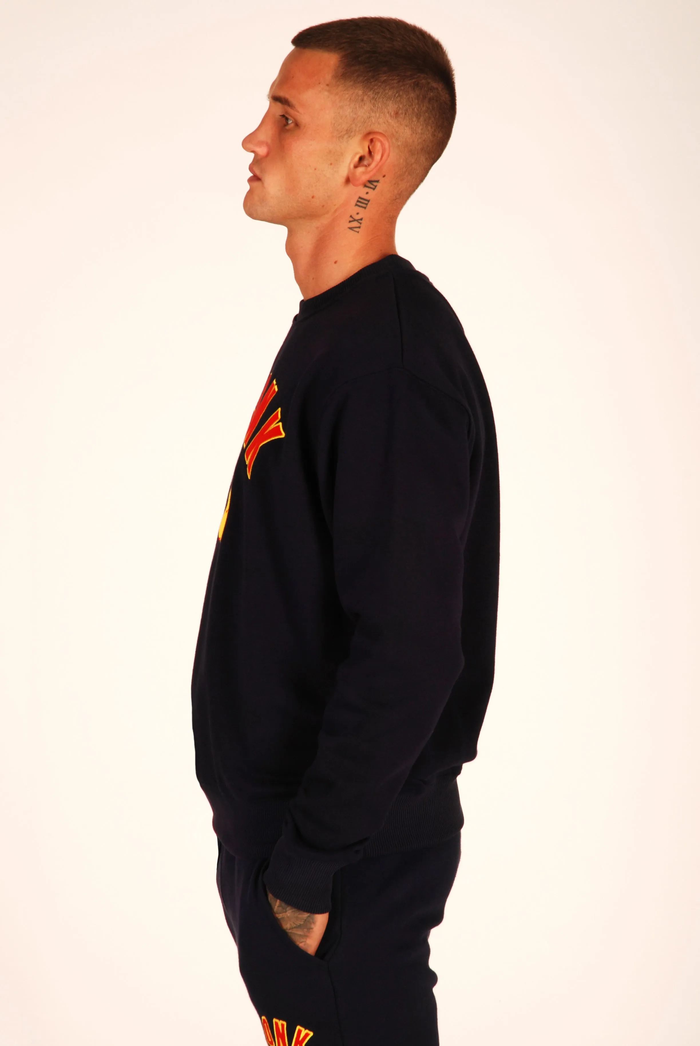 KRONK Gloves Applique Sweatshirt Loose Fit Navy