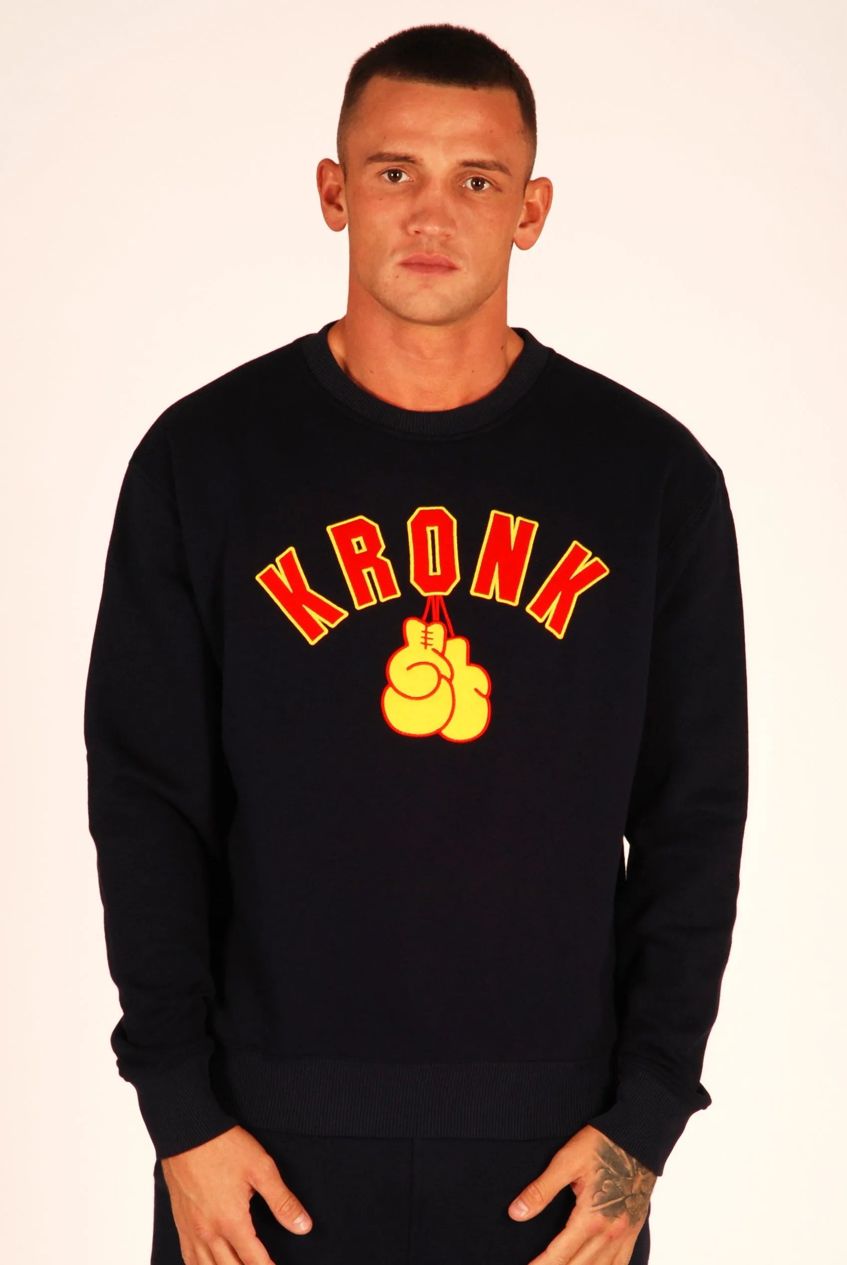 KRONK Gloves Applique Sweatshirt Loose Fit Navy