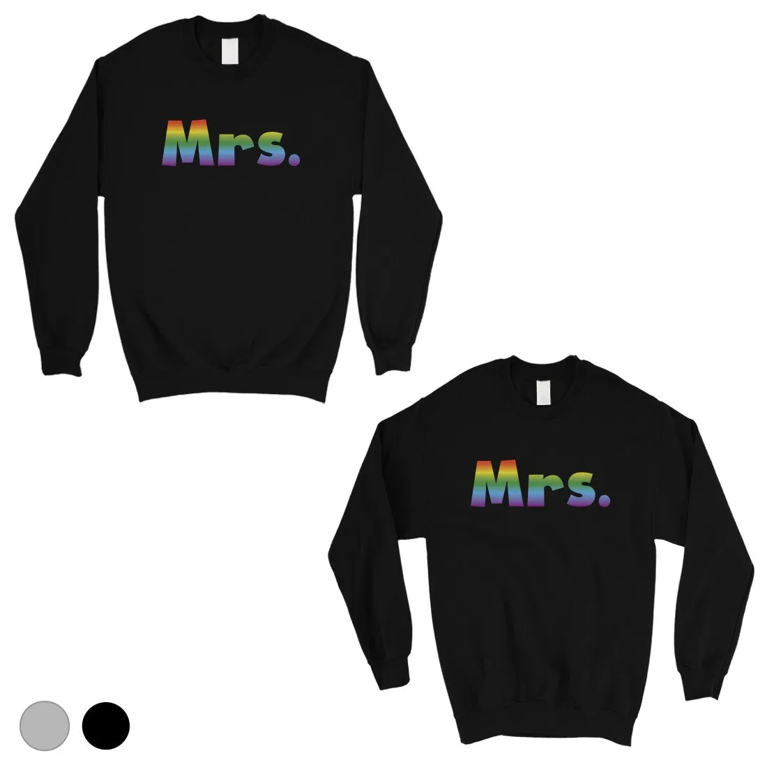 LGBT Mrs. Mrs. Rainbow Matching Couple SweatShirts