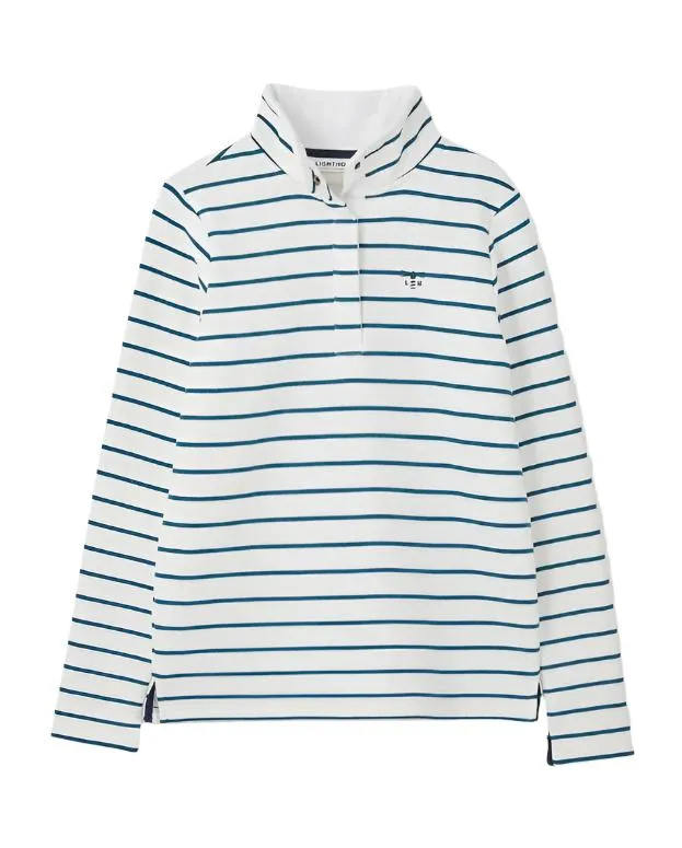 Lighthouse Womens Haven Pullover Teal Stripe