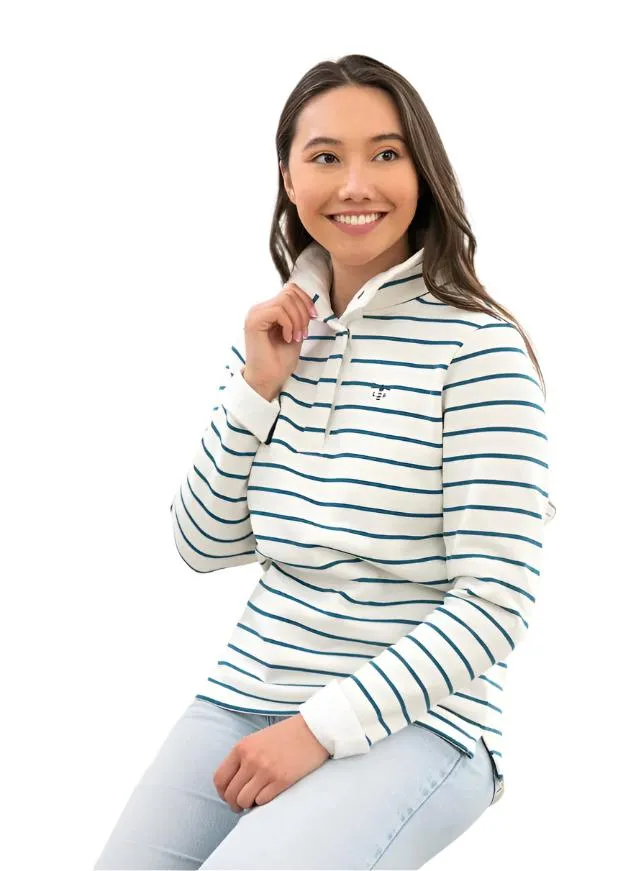 Lighthouse Womens Haven Pullover Teal Stripe