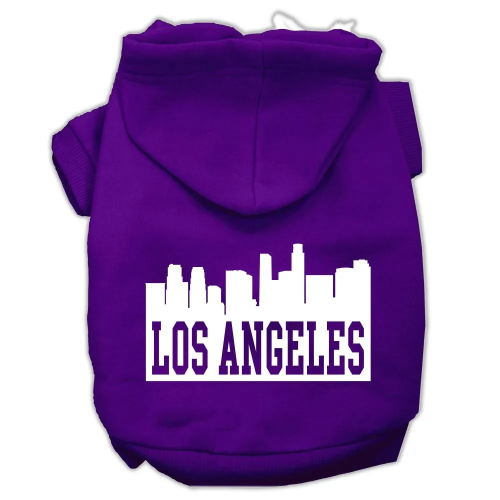 Los Angeles Skyline Screen Print Pet Hoodies Purple Size XS (8)