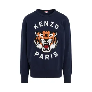 Lucky Tiger Oversized Sweatshirt in Midnight Blue