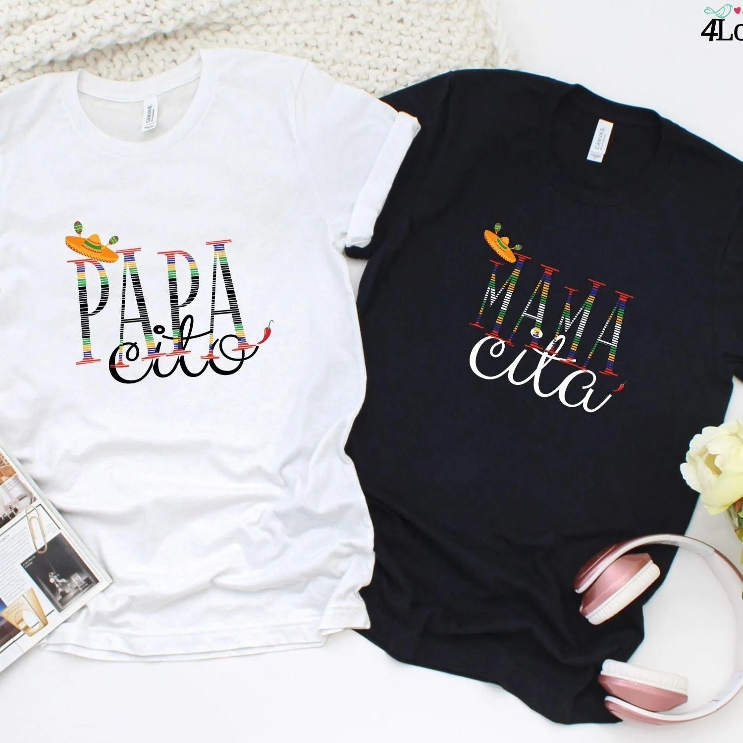 Matching Fiesta Outfits for Couples - Papacito & Mamacita Shirt Set - Cinco de Mayo